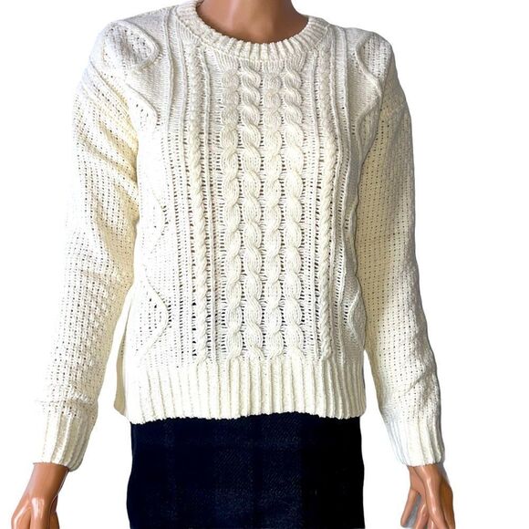SO Junior Cable Knit Sweater in Irish Cream SZ XS chunky knit sweater NEW - Picture 3 of 13